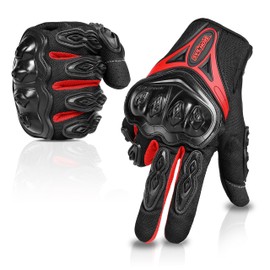 IRON JIA'S Motorcycle Gloves Full Finger Durable for Road Racing Bike Summer Spring Powersports Support Touch Screen red-L