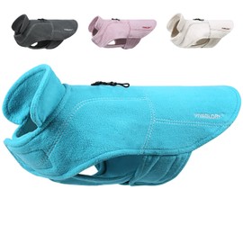 VIVAGLORY Dog Fleece Vest, Dog Cold Weather Sweater for Small Dogs, Adjustable Winter Clothes with Two-Way Zipper Opening, Reflective Puppy Coats Warm Pet Jacket for Puppies, X-Small, Turquoise