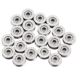 20 Pieces 1.4 mm Deep Metal V-Groove Guide Pulley Bearing Wheel Rail Ball Bearing Wheel 3 x 12 x 4 mm