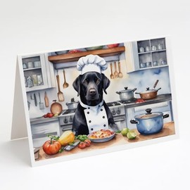 Caroline's Treasures Black Labrador Retriever The Chef Greeting Cards Pack of 8 Blank Cards with Envelopes Whimsical A7 Size 5x7 Blank Note Cards