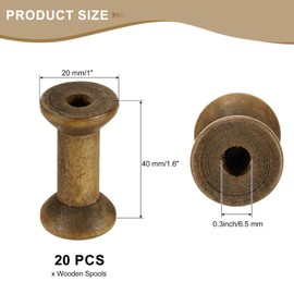 sourcing map 20 Pcs Wooden Spool for Craft, 1.6"/40 mm Wooden Empty Spools Unfinished Wooden Ribbon Spools for Art, Thread Twine Ribbon, DIY Crafts Home Decor (Brown)