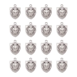 Craftdady 50pcs Tibetan Shield with Cross Charms 21x14mm Warriors Faith Pendants for Men's Jewelry Making