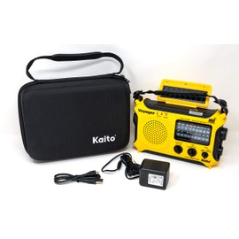 Kaito KA500 Voyager Solar/Crank Emergency AM/FM/SW/NOAA Weather Alert Radio with AC Adapter & Storage Case, Yellow