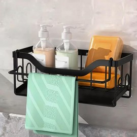 Kitchen Sink Organiser Sponge Holder - Kitchen Sink with Dish Cloth Holder, Sponge Holder Sink Organiser with Drain Pan