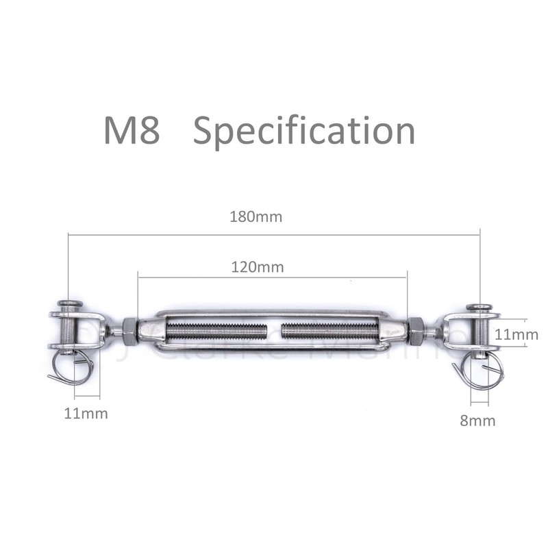 2Pcs 316 Stainless steel turnbuckle rigging screw jaw open body