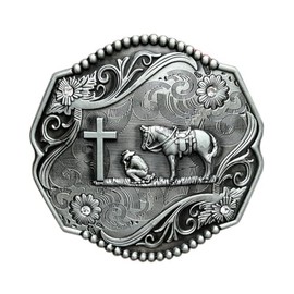 EFBENE Horse Cross and Prayer Belt Buckle – Stylish Durable Detailed Accessory for Men and Women Unleashing Western Elegance
