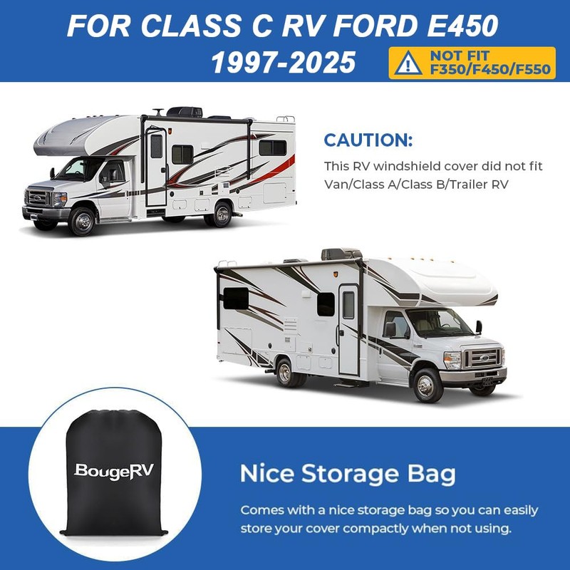 BougeRV RV Windshield Window Snow Cover for Class C Ford