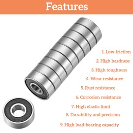 Hmevsafinect 2 Pack 6202RS Ball Bearings - 15 x 35mm x 11mm Bearing Steel and Double Rubber Sealed Miniature Deep Groove Ball Bearings (2, 2 Pack 6202RS)