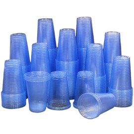 HOT BARGAINS 1000 X 7oz Blue Plastic Cups Reusable Water Cups Blue Tumblers Strong Plastic Drink Cups with Rippled Sides for Grip for Home Party Restaurant