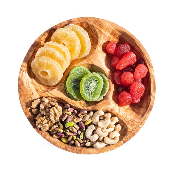 Olive Wood Snack Plate, Round Fruit Plate, Dry Fruit Plate,