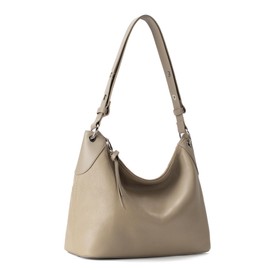 befen Genuine Leather Hobo Crossbody Bags for Women, Soft Leather Purses Womens Shoulder Bag Handbags Everyday Hobo Bags with Adjustable Strap & Tassel for Work& Daily & Travel, Taupe