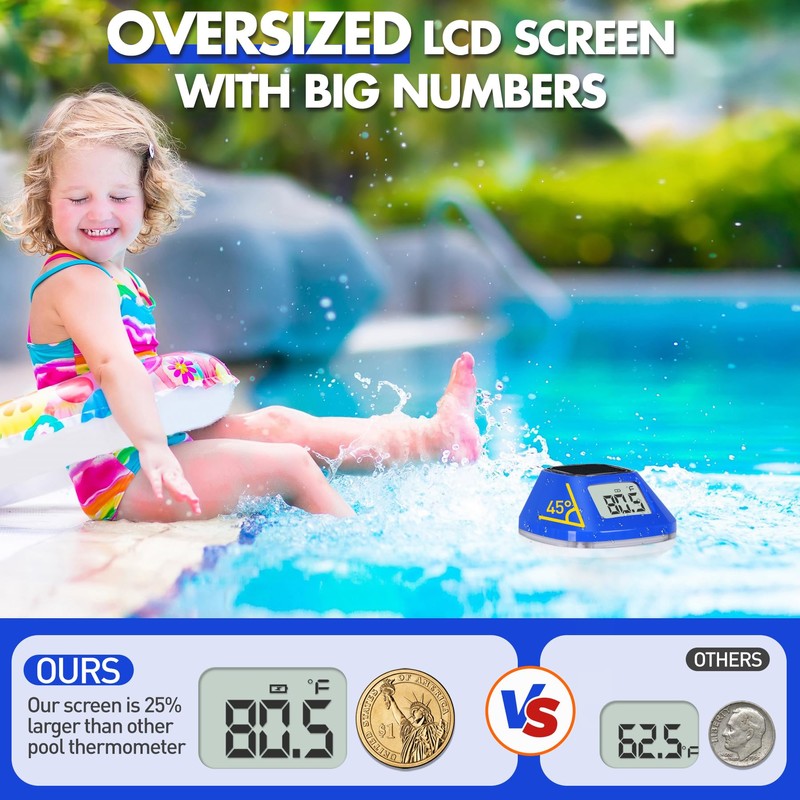Pircaath 2026 Next-Gen Solar Pool Thermometer Floating Easy Read, Digital