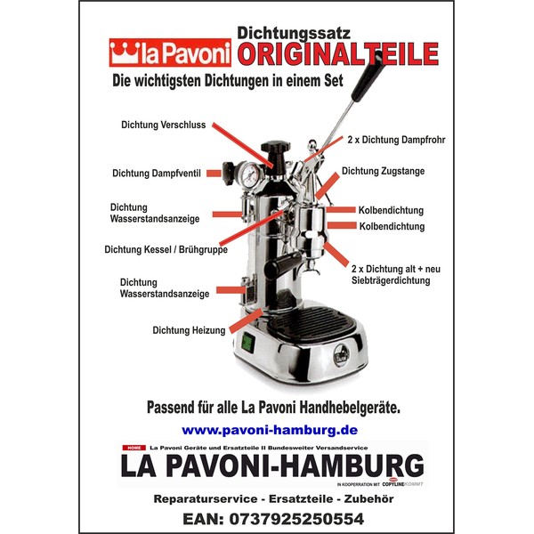 LA Pavoni – Gasket Set Complete for Appliances Lever Pavoni