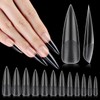 INENK No C Curve XXL Stiletto Nail Tips, Half Matte