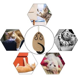 AzulLanse Cat Scratching Mat, Natural Sisal Squirrel Shape Cat Scratching Mats, Non-Slip Cat Scratching Pads Toy for Home Cats, Horizontal Floor Cat Scratching Pads Rug, 1 Sisal Ball Mouse