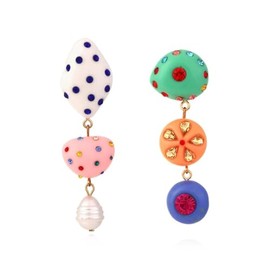 GINBLA Asymmetrical Earrings for Women Dangle Festival Unique Trendy Bridal Statement Boho Vintage Drop Earrings Handmade