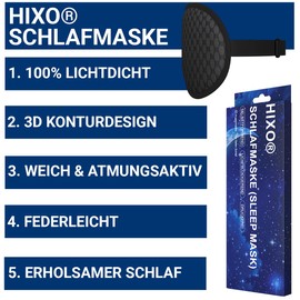 HIXO 3D Sleep Mask - Opaque Eye Mask with Memory Foam - Sleeping Mask & Nose Pad - For Men & Women - Pressure-Free, Adjustable & Breathable - Darkness for Better Sleep