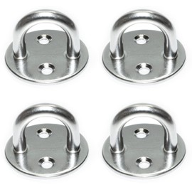 PRIOstahl Eye Plate Round with Hanger Mounting Hooks Ceiling Hook Ironing Plate 6 mm x 4 Pieces Wall Eye Eyelet Plate for Attachment Hanging Hay Net Boat Punching Bag Clothes Hooks Made of Stainless Steel V2A