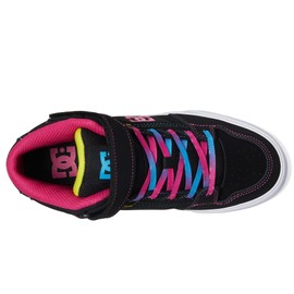 DC Girls Unisex-Child Pure High Top EV Skate Shoes with Ankle Strap and Elastic Laces, Multi, 11.5 Little Kid