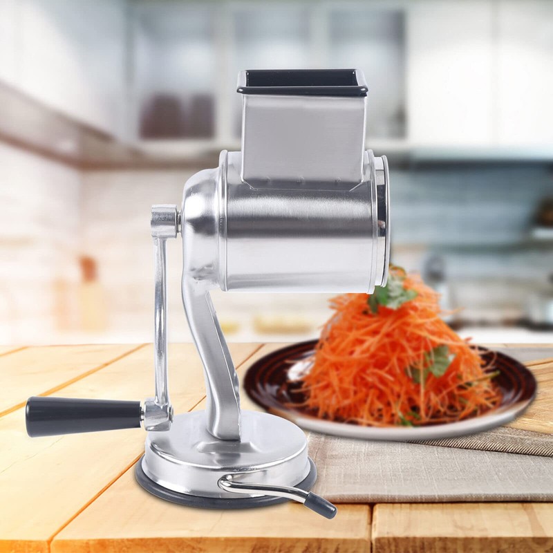 DDBESSIC Stainless Steel Kitchen Grater, Rotary Drum Slicer Cheese Grater