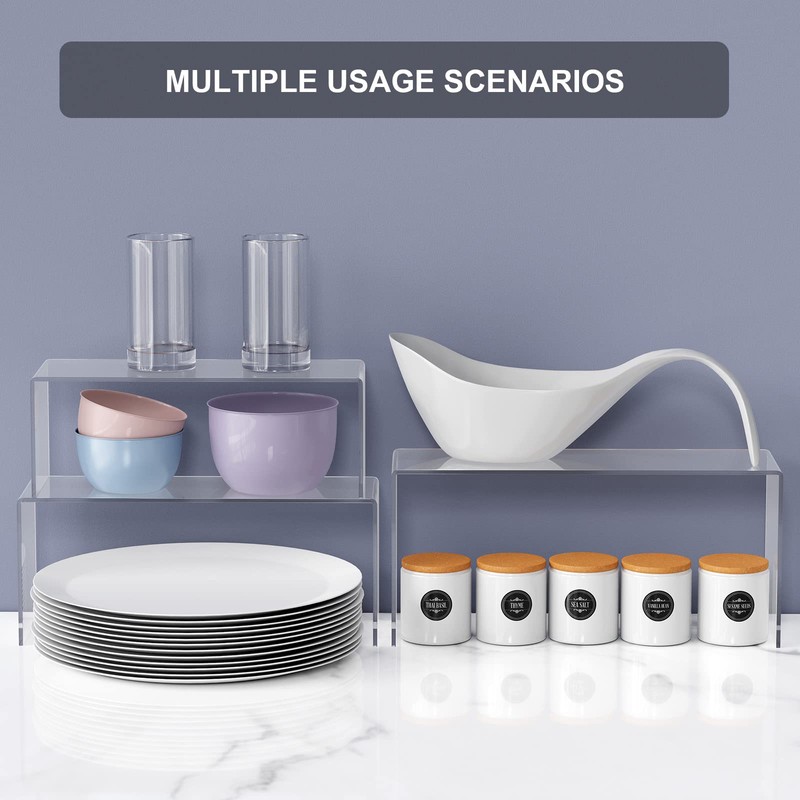 5 Pack Clear Acrylic Display Risers, 5 Sizes Rectangle Display