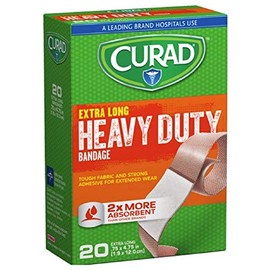 Curad Heavy Duty Bandage Extra Long Each .75 x 4.75 in Lenghts, Tan, 20 Count