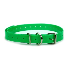 Green 3/4" Heavy Duty TPU Coated Nylon Replacement Dog Collar Strap with Metal Buckle for Shock, Bark and Electric + Containment Fence Receivers Collars–Waterproof and Odorless - Fits Most Brands