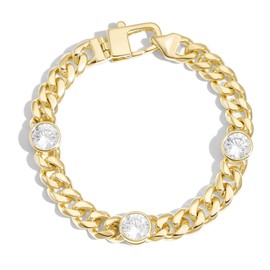 Pearich Gold Bracelets For Women,14k Gold Miami Cuban Link Bracelet For Women, Non Tarnish Gold Stackable Bracelet,7mm Width Gold Stackable Bracelet