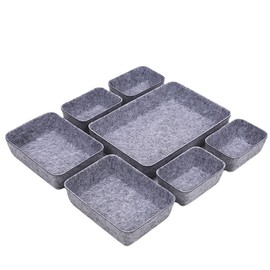 Smilbaley 7 Pcs Drawer Organiser System, Drawer Organiser Trays, Felt Drawer Organiser, Dressing Table Organiser, for Office, Dresser, Bathroom, Bedside, Bedroom, etc