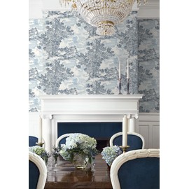 Surface Style - Peel and Stick Wallpaper, Scenic Wallpaper for Bedroom, Powder Room, Kitchen, Self Adhesive, Vinyl, 30.75 Sq Ft Coverage (Serene Scenes Collection, Sapphire)