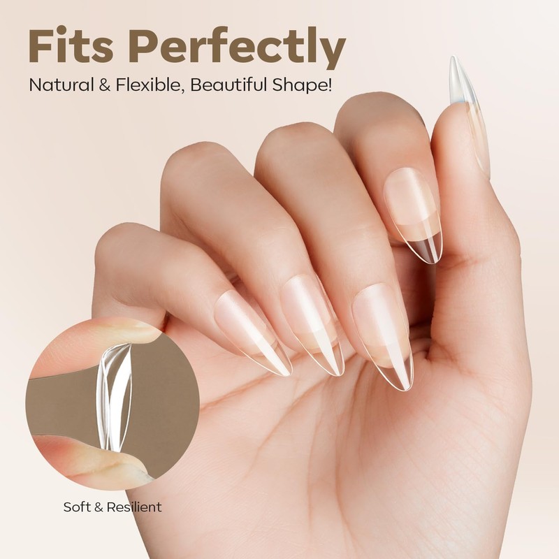modelones Medium Almond Nail Tips, Pre-shaped Full Cover Fake Nails