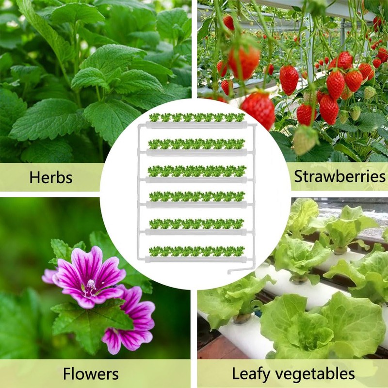 INTBUYING Hydroponics Growing System 54 Holes 6 Pipe Plant Site