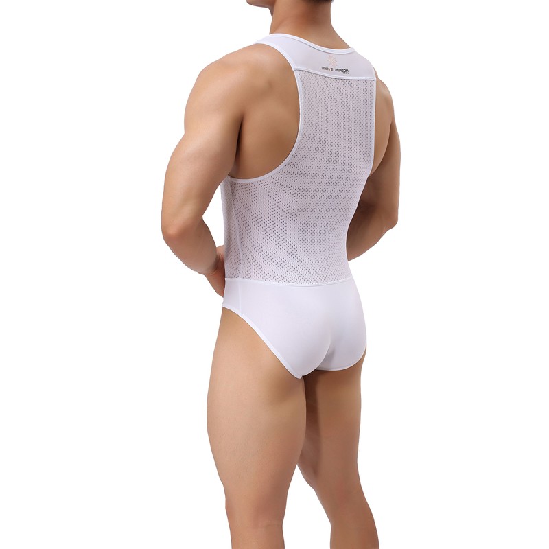 TESOON Body deportivo de malla para hombre, leotardo de lucha
