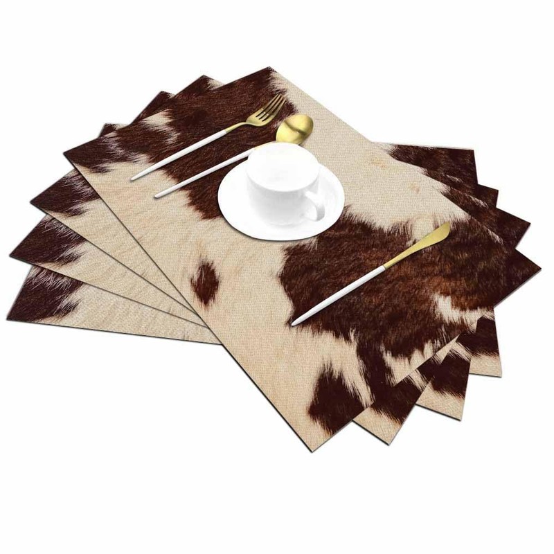 Walmsco Placemats Brown Cow Texture Decor For Dining Room Kitchen