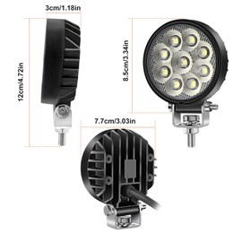 Chelhead LED Work Light 3 Inch 2 x 27 W Round Work Light 12 V 24 V Spotlight IP67 Waterproof Work Light LED Additional Headlight for Excavator Tractors Tractor ATV Truck Offroad 4 x 4