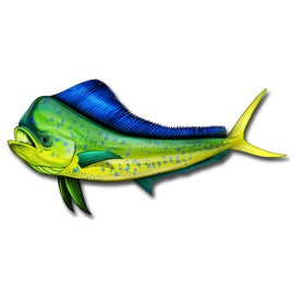 2 Pack Vinyl Sticker Decal Mahi Fish Vinyl Decal, 3 in. x 6 in.