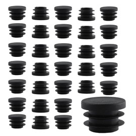 bociloy 30Pcs 19mm(3/4Inch) Round Plastic Plug, Pipe Tubing End Cap, Black Furniture Finishing Sliders, Plastic Glide Protection for Round Metal Tube and Furniture