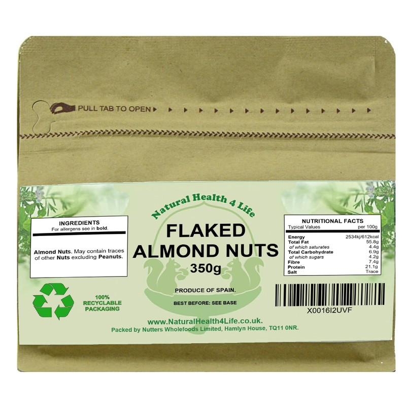 Natural Health 4 Life Flaked Almonds 350g (1 Pouch)