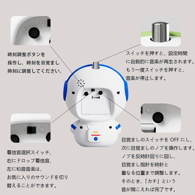 Children Analog Learning Clock, Cute Astronaut Design, Silent, Alarm Clock