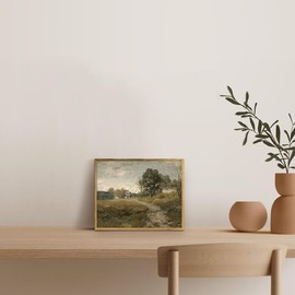 RaphelArt Framed Canvas Wall Art Home Decor,Small Vintage Cottagecore Decor,American Country Road Landscape Farmhouse Painting Canvas Wall Art Decor for Living Room,Office,Bedroom,Bathroom,8''x10''