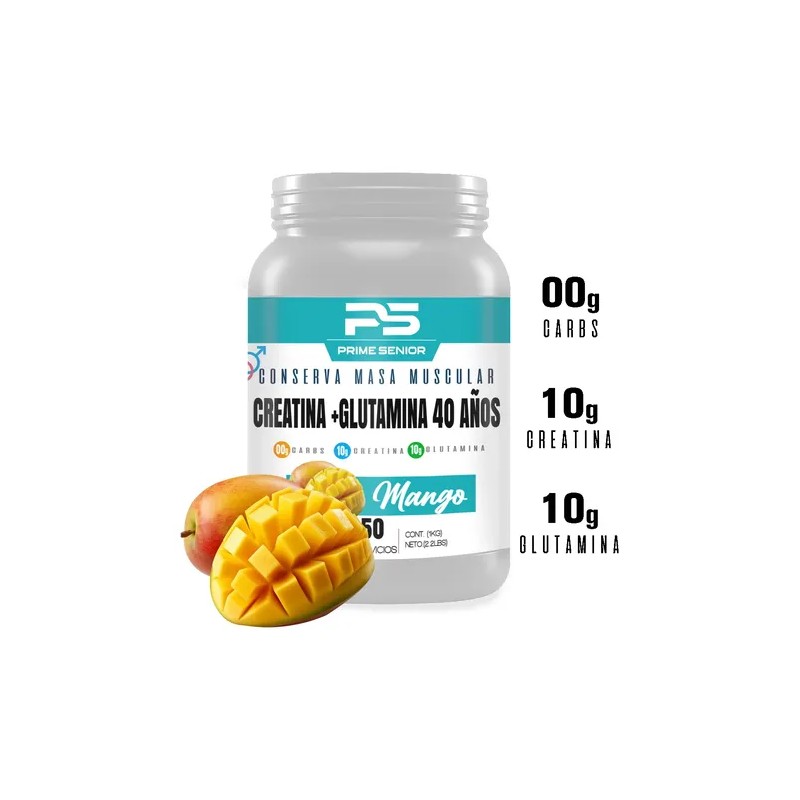 Suplemento Creatina +glutamina Prime Senior 1kg 50 Servicios