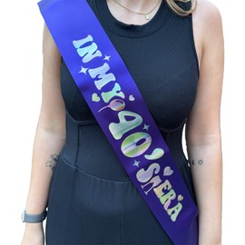 In My 20s/30s/40s/50s/60s/70s/80s/90s Era Sash - Taylor Birthday Swift Party Girl Occasion In My Birthday Era Glitter Sash Gift Present (40S, Black)