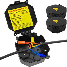 MIARALA Black Open Splice Junction Box (2 Pack), Splice Box Wire Junction Box Electrical Junction Box with Cover V0 Flame Retardant Rating(Highest Level)