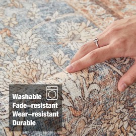 Triohero 2.6x8 ft Washable Non Slip Kitchen Runner Rug Boho Floral, Ultra-Thin, Easy Clean, Fade-Resistant, Ideal for Hallway, Entryway, Bedroom