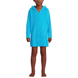 Lands' End G Terry Kangaroo Cover Up Turquoise Kids X-Large
