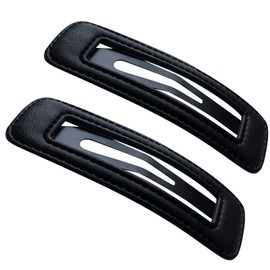 Pinzas de cuero de 7,5 cm, pinzas de metal BB para el pelo, elegantes para mujeres y niñas, paquete de 2 (gris)