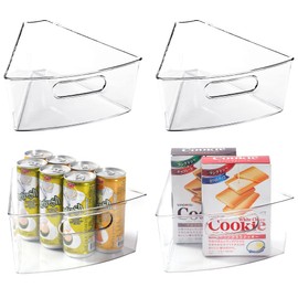 Leeden Lazy Susan Organizer for 26" Diameter Corner Lazy Susan, Plastic Kitchen Cabinet Storage Bins with Handle, 4 Packs, 1/8 Wedge - Food Safe, BPA Free