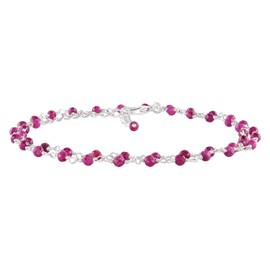 Yanara Pink Ruby Necklace For Women Prayer Beads Master Healer Energy Chakra Crystals 3MM Pink Dainty Catholic Rosary Chain Natural Gemstones 16+2 inch Birthstone Gifts For Her