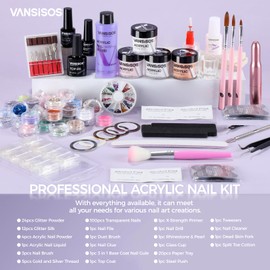 Acrylic Nail Kit with Drill for Beginners: Professional Nail Kit Acrylic Set with Everything with Glitter Acrylic Powder Complete Nail Starter Kit
