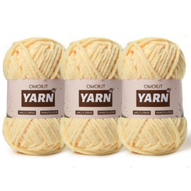 3 Packs Plush Chenille Chunky Crochet Amigurumi Yarn - Baby Yarn for Crocheting Soft - Fluffy Velvet Knitting for Blankets Crafts - 150g / 196.8yds (3 Yellowish)